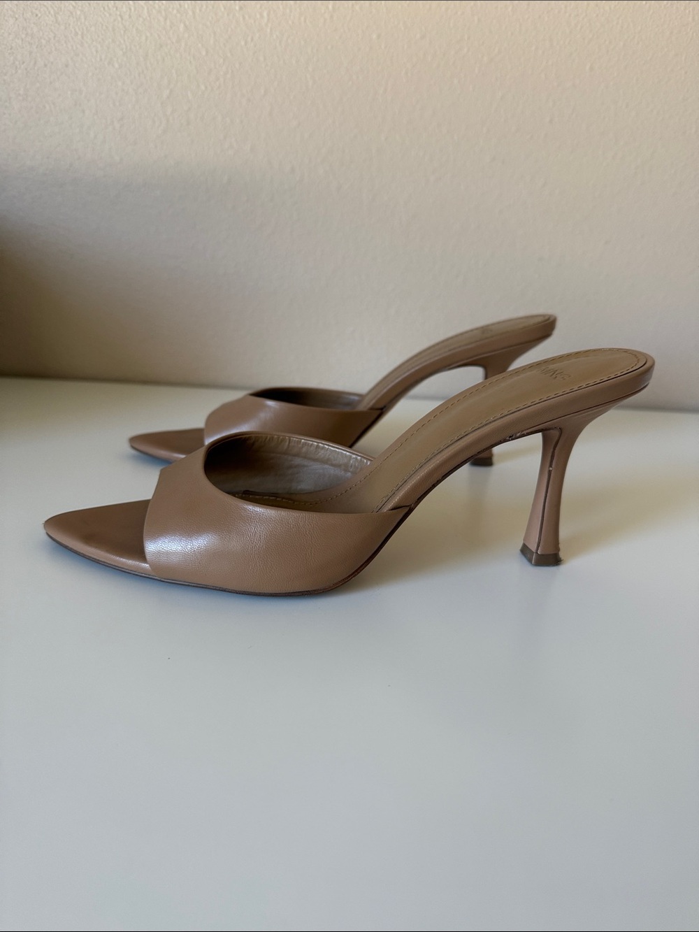 Mango Tan Leather Mule Heels 37 (6.5) - Picture 3 of 6